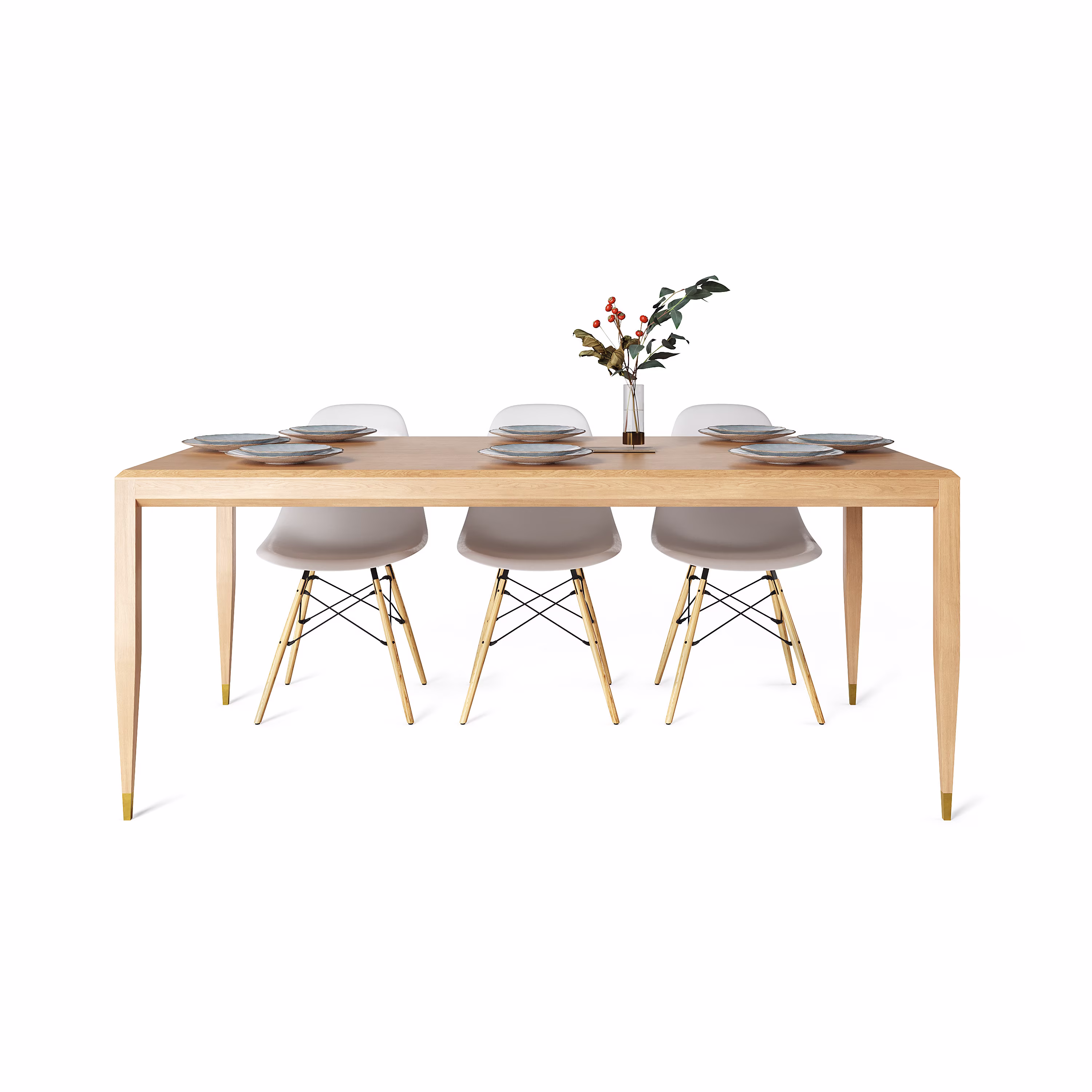 Dining Table, Oak Wood Kitchen Mid Century Modern, Scandinavian, Solid Table