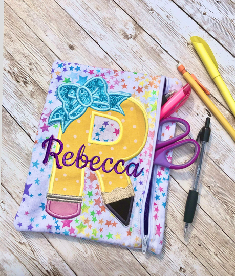 Personalized Pencil Pouch | Custom Case Back To School Small Zipper Kids Box Girl's - Paper Themed