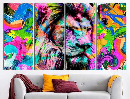 Colorful Lion Print Safari Nursery Wall Decor Lion Home Art Room