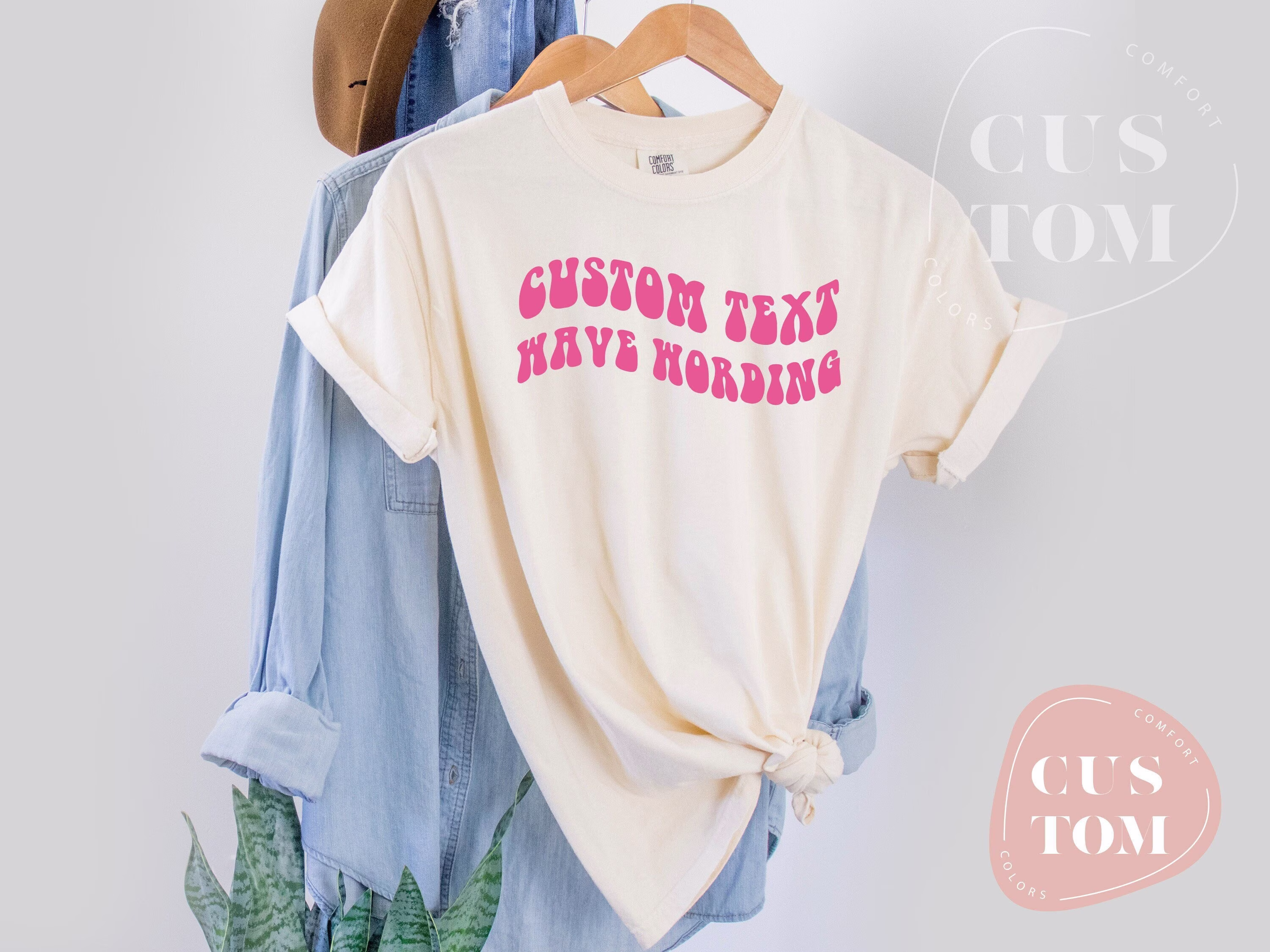 Custom Design Comfort Colors, Wave Wording Tshirt, Tee, University Personalized Text Colors Tee