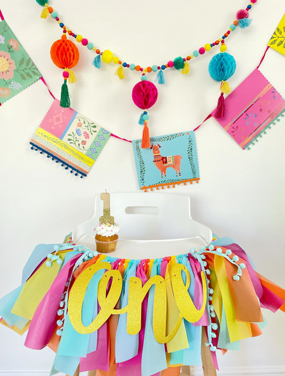 Fiesta Birthday, High Chair Banner, First Fiesta, 1st Birthday Girly Chair, Boho One