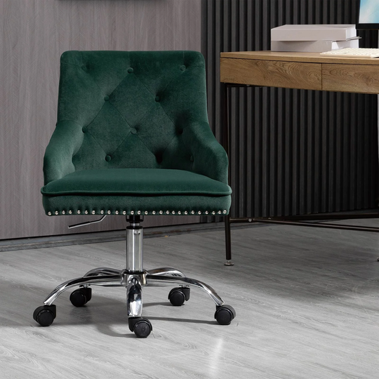 Vintage Velvet Cushioned Silent Swivel Office Chair