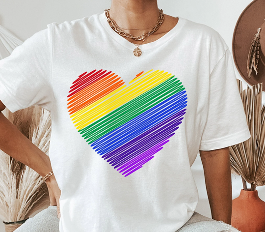 Rainbow Heart T-Shirt, Colorful Shirt, T-Shirt, Painted