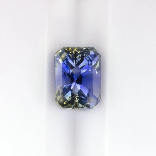 0.87Ct Bi Color Sapphire Blue Yellow Emerald Shape Cut Natural Loose Baguette | 17240