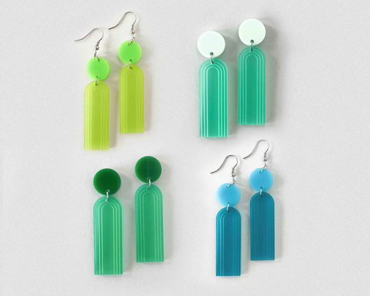 Colorful Geometric Earrings, Green Acrylic Jewelry, Teal Plastic Simple Mint Lightweight Lime Earrings