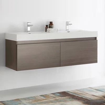Mezzo 59" Wall-Mounted Double Bathroom Vanity Set