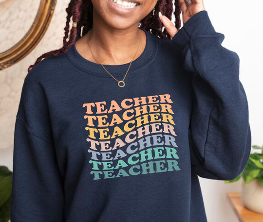 Retro Colorful Teacher Sweatshirt, Outfit, Sweater, Loved Shirt, Gift For Teacher, Cool, Shirt