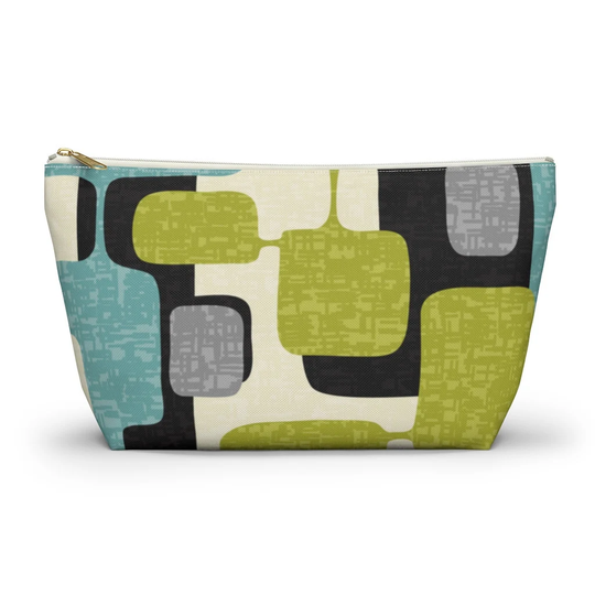T Bottom Pouch Mid Century Modern, Accessory W T-Bottom, Makeup Bag For Women, Zipper Pencil Case, Groovy Bag, 1960S Accessories Green