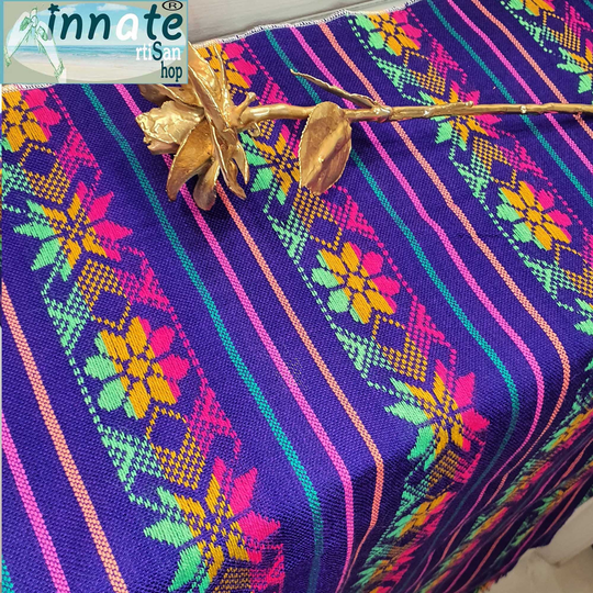 Purple Aztec Table Runner, Purple Woven, Mexican Runner, Embroidered