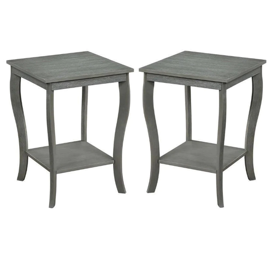 Furniture Square End Table in Gray Wood Finish - Set of 2 - 54 x 84