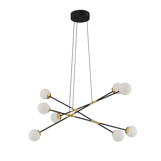 CALIPSO 8-Light Black & Brass LED Pendant Fixture
