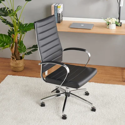 High Back Executive Office Chair With Armrest Adjustable Swivel Chair In Durable Vegan Leather Modern Office Chair Ergonomic Desk Chair