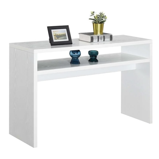Modern FarmHome White Sofa Table Console Table with Bottom Shelf - 48 in. L x 15.50 in. W x 30 in. H