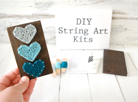 Diy Heart Trio String Art Kit, Do It Yourself, Heart Sign, Farmhouse Diy Craft Kit, Wall Art, Tiered Tray Home Decor