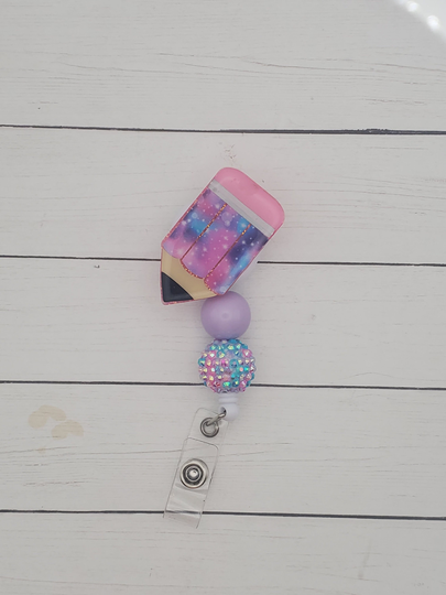 Pencil Badge Reel/School Reel/Teacher Id Holder/Colorful Galaxy Reel