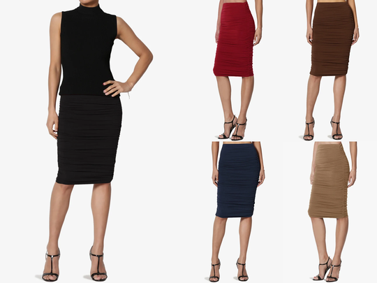 Upcycled Pencil Skirt With Slit/ Fitted Skirt/ Mid-Calf Plus Size Lounge Sustainable/ Made in Usa