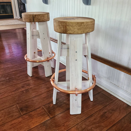 Modern Farmhouse Bar Stool Natural Wooden Stools Hand Crafted Solid Made Kitchen Chairs