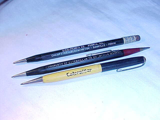 3 Advertising Mechanical Pencils - Sieg Peoria Company & 2 Caterpillar