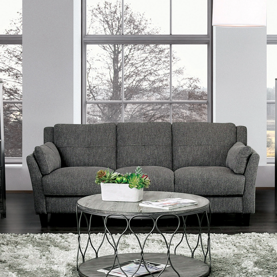 Furniture of America Yeca Mid-century Modern Grey Linen Fabric Sofa