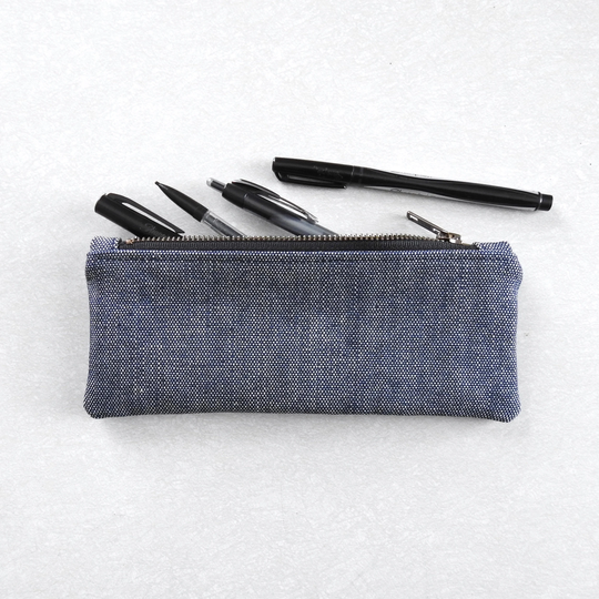 Blue Canvas Pencil Case, Zipper Pouch