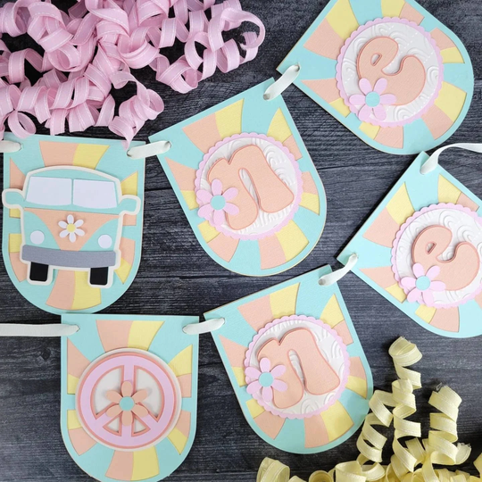 Groovy High Chair Banner - Two One Year Birthday Hippie Five Is A Vibe -Groovy