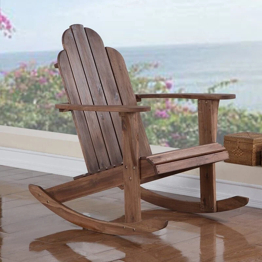 Outdoor Rocking Solid Wood Chair Perfect For Adding Seating To Any Patio Or Outdoor Space Smooth Motion