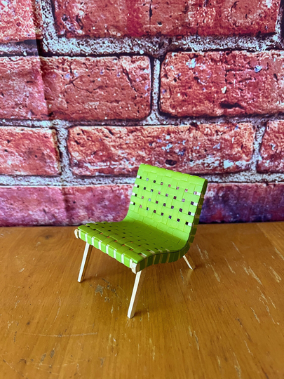 Miniature 112 Scale Risom Lounge Chair Designer's Volume 5 No.6 Green Mcm Woven Style