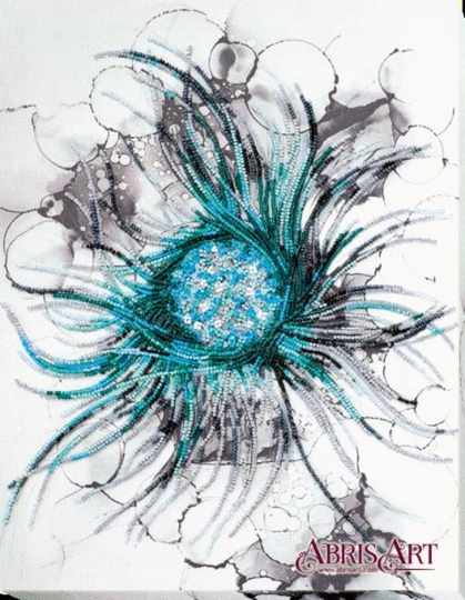 Diy Bead Embroidery Kit On Art Canvas "Mandala - Aquamarine", Gift. Size 11"×13.7" | 28×35 cm | Abris