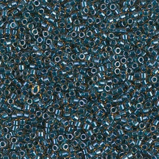 Db 921, Lt. Topaz/Dark Teal Color Lined Crystal - Miyuki Delica Beads Size 11 5 Grams Japanese Cylinder Retail & Wholesale
