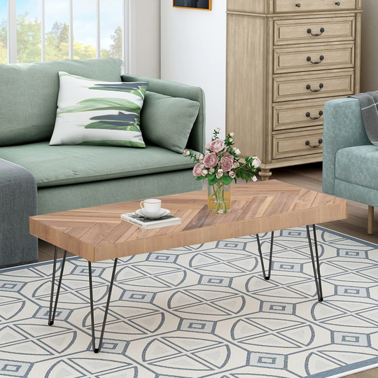Modern Coffee Table Tea Table Cocktail Table with Metal Hairpin Legs