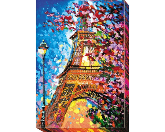 Diy Bead Embroidery Kit On Art Canvas "In The Colors Of Autumn - Paris in Autumn" Size 11.4"×16.5" | 29×42 cm, Gift