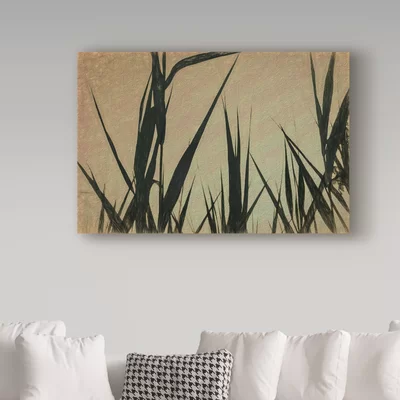'Corn Stalks At Sunset Pencil Drawing' Photographic Print on Wrapped Canvas