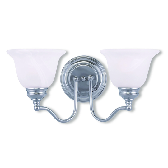 Livex Lighting Essex Silver Steel, Alabaster Glass 2-light Bathroom Fixture