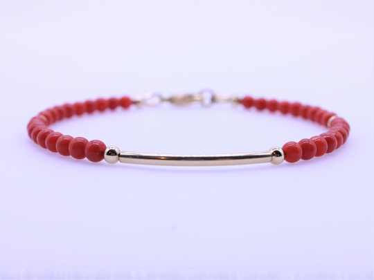Authentic Italian Coral 3mm, Bracelet With Clasp, Mediterranean Sea Red Genuine Beaded