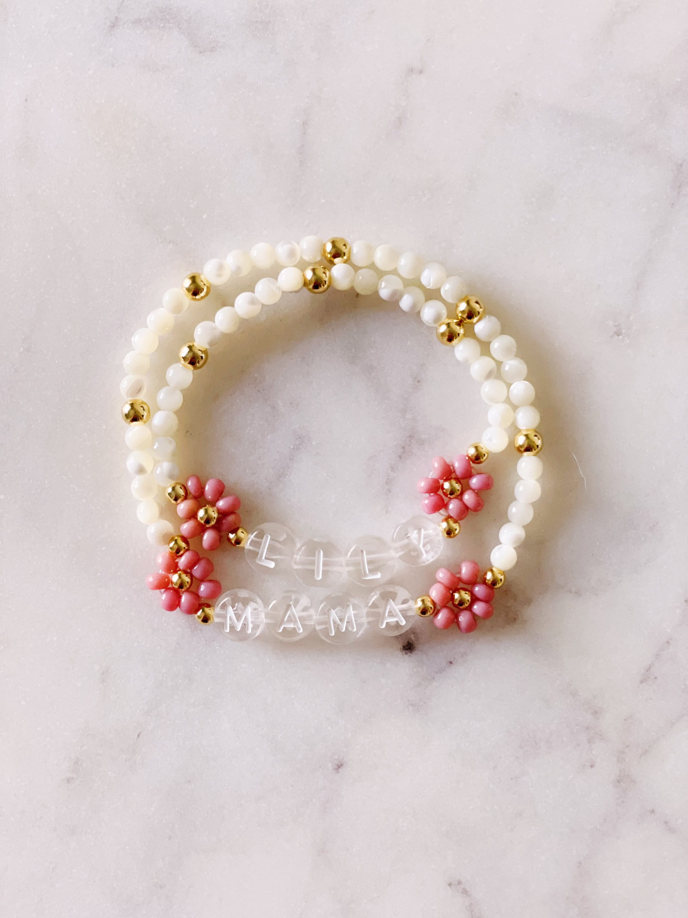Mama Mini Bracelet Set, Daisy Matching Bracelet, Mother & Daughter Bracelet's