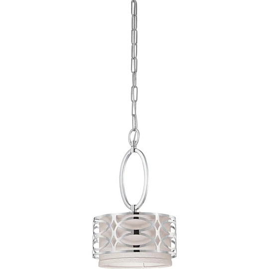 Harlow Nickel with Slate Grey Fabric Shade 1-light Mini Pendant Polished