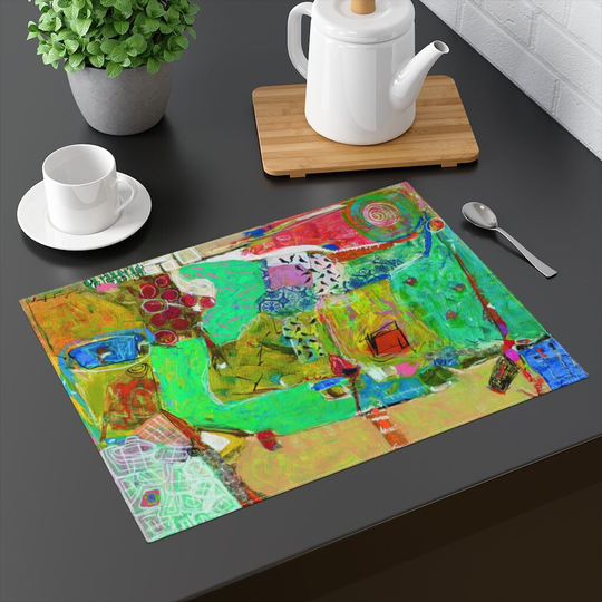 Abstract Placemats, Unique Dining Table Mats, Washable Place Set 0F 2-4 Tablemats, Kitchen Non Slip Mats