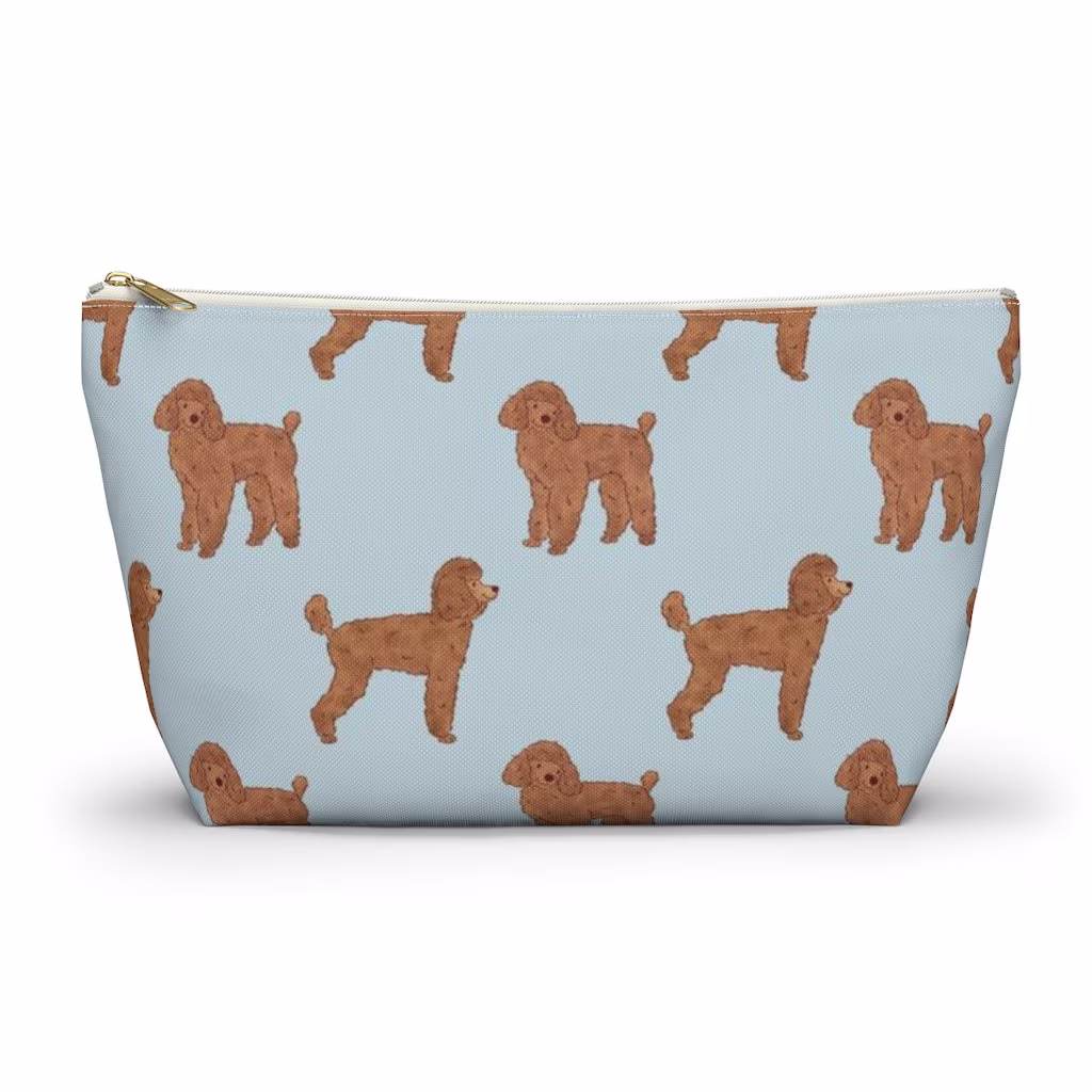Poodle Pouch, Pencil Case, Dog Custom Teacher Bridesmaid Cosmetic Bag, Mom Zipper Makeup Accessory Pouch
