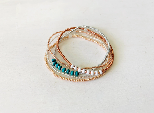 Bracelet Set, Seed Bead Bracelet, Dainty Stack, Minimalist Beaded Small Stretch