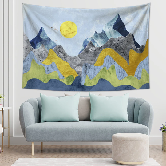Mountain Tapestry Sun Color Aesthetics Tapestries Wall Hanging For Home Bedroom Dorm Decor