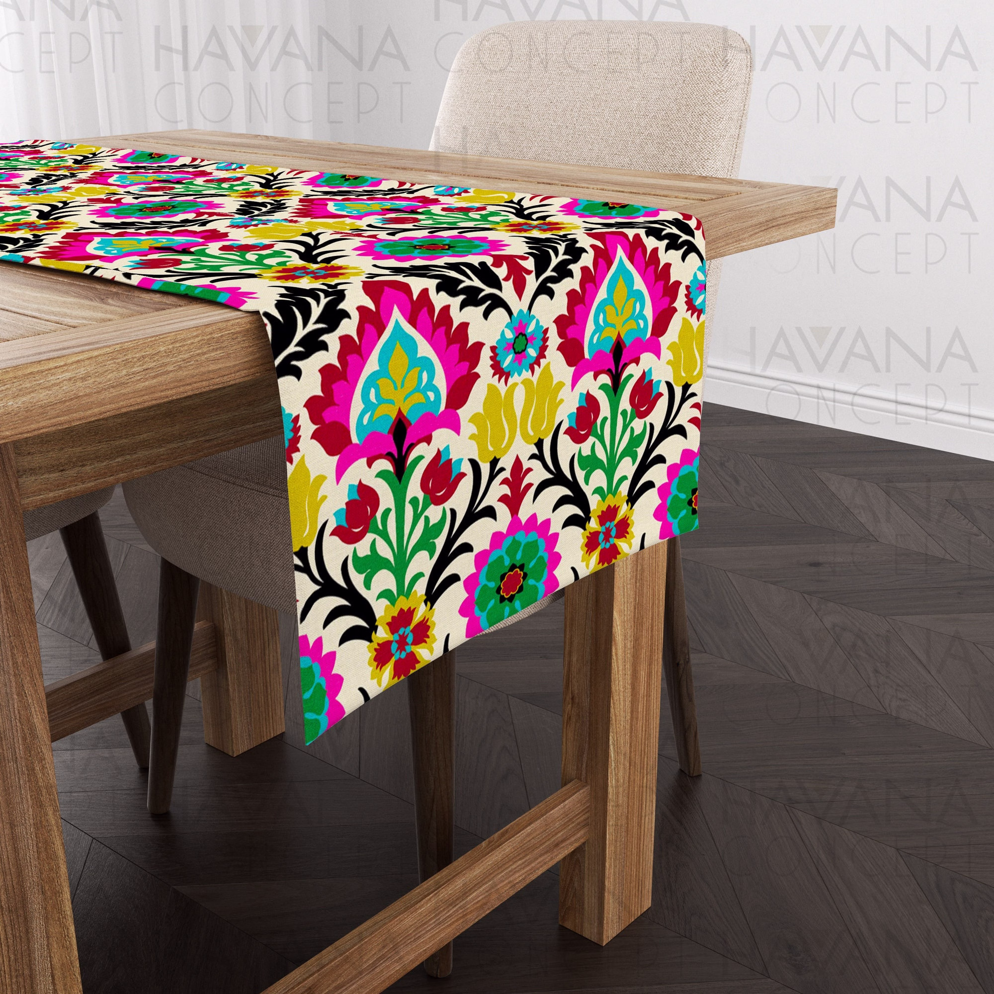 Santa Maria Desert Flower Table Runner - Floral For Dining Room, Wedding Decor Various Sizes