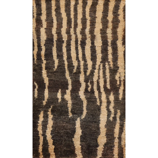 Moroccan Oriental Area Hand-knotted Multi-Color Jute Carpet - 3'0" x 5'5"