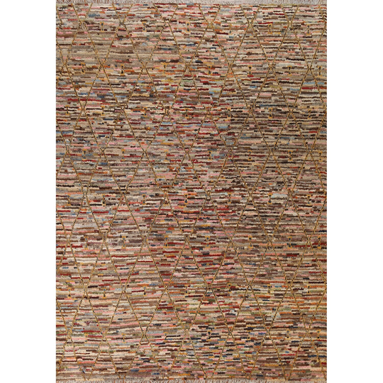 Colorful Modern Moroccan Area Rug Hand-knotted Wool Carpet - 8'1" x 9'7"