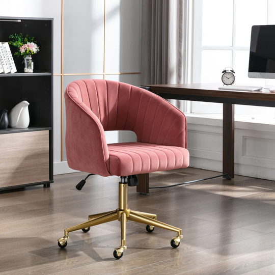 Home Office Computer Desk Velvet Chair Adjustable Swivel