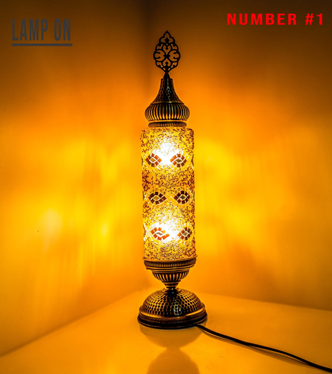 Hand Made Turkish Mosaic Table Lamp - Desk Standing Lamp, Bedside Height 55 Centimeters. Free Shipping To USA & Europe