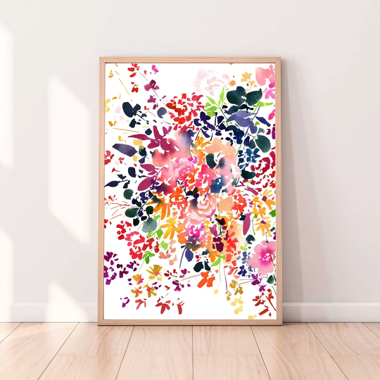 Floral Rainbow Art Print | Colorful Watercolor Flowers Wall Art, Flower Print, Modern Home Decor By Creativeingrid, Lgbt Gifts Idea