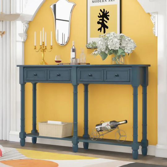 Console/Sofa Table with 2 Storage Drawers&Bottom Shelf for Living Room