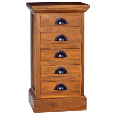 Fairman Solid Teak Wood 5 Drawer Storage Chest