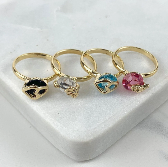 18K Gold Filled Fancy Designs Colored Stone Ring Wholesale Jewelry Supplies