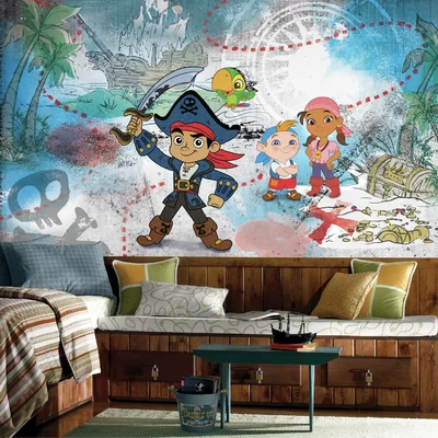 Captain Jake and the Never Land Pirates Chair Rail Prepasted 10.5' x 72" Wall Mural